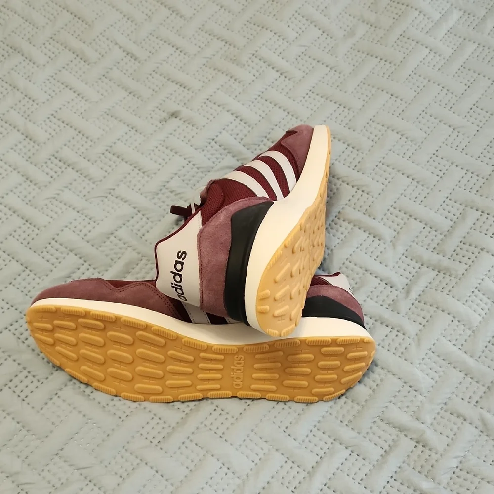Adidas Men's Maroon and White Sneakers